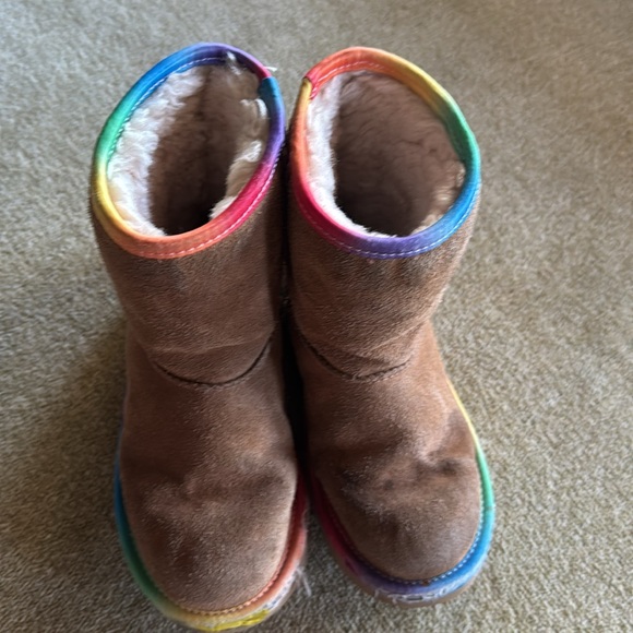Tan with rainbow stripe Ugg Boots - Picture 8 of 9